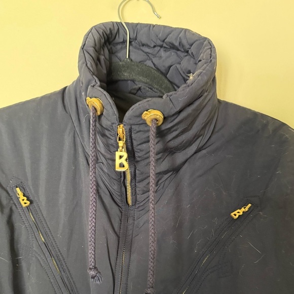 Bogner Vintage One-Piece Ski Suit Navy Blue Gold Hardware Belted Pockets - Picture 7 of 12